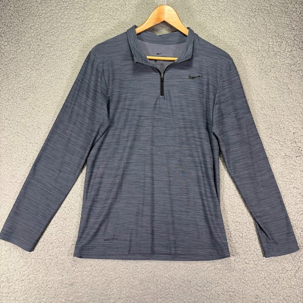 Nike Dri-Fit 1/4 Zip Shirt Men's S Long Sleeve Stretch Blue Pullover 940177-011